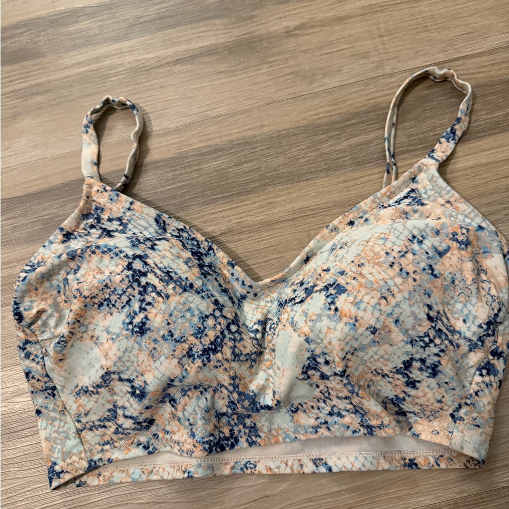 Kona Sol Blue and Tan Bikini Top